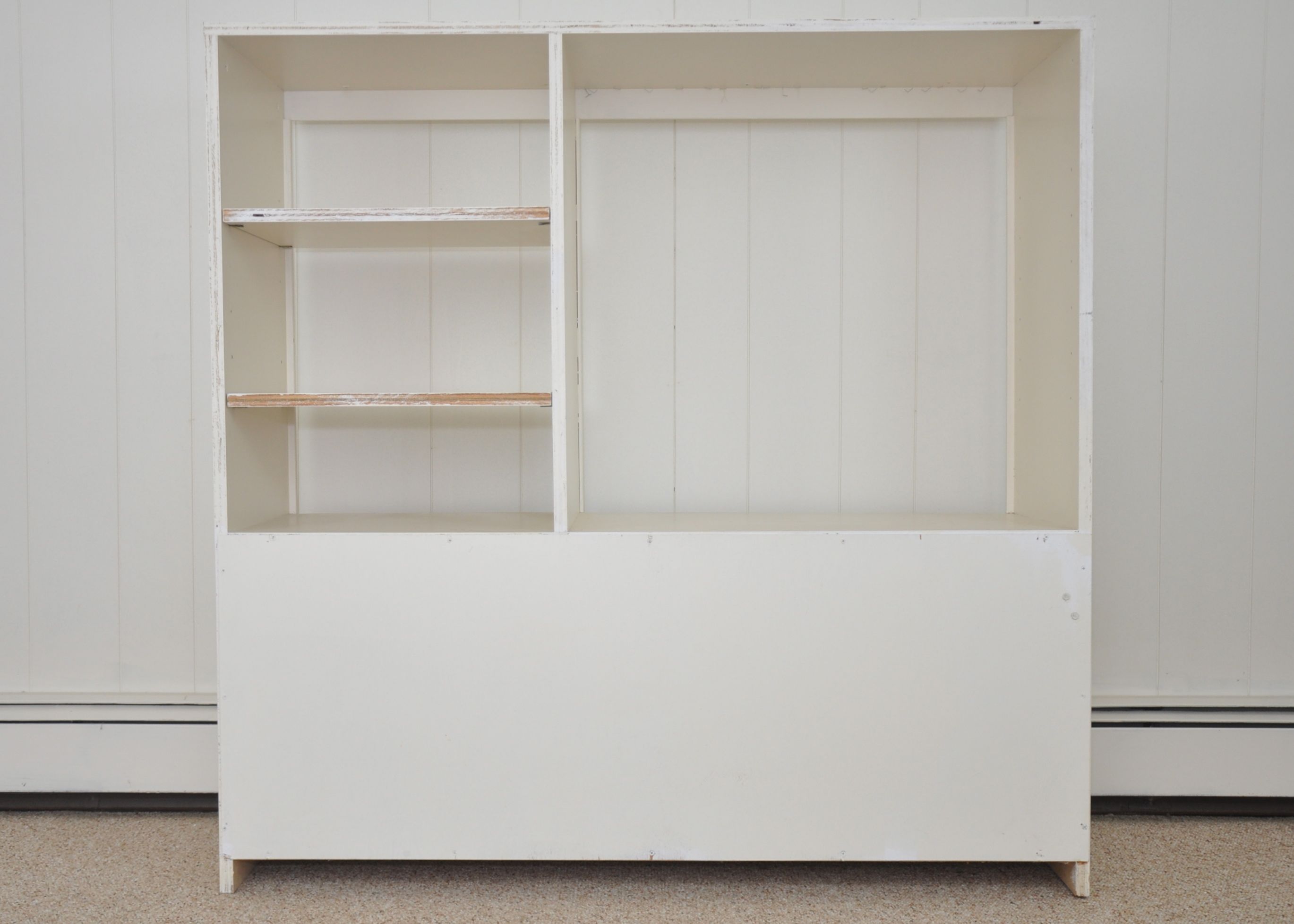 Vintage White Painted Wood Entertainment Center