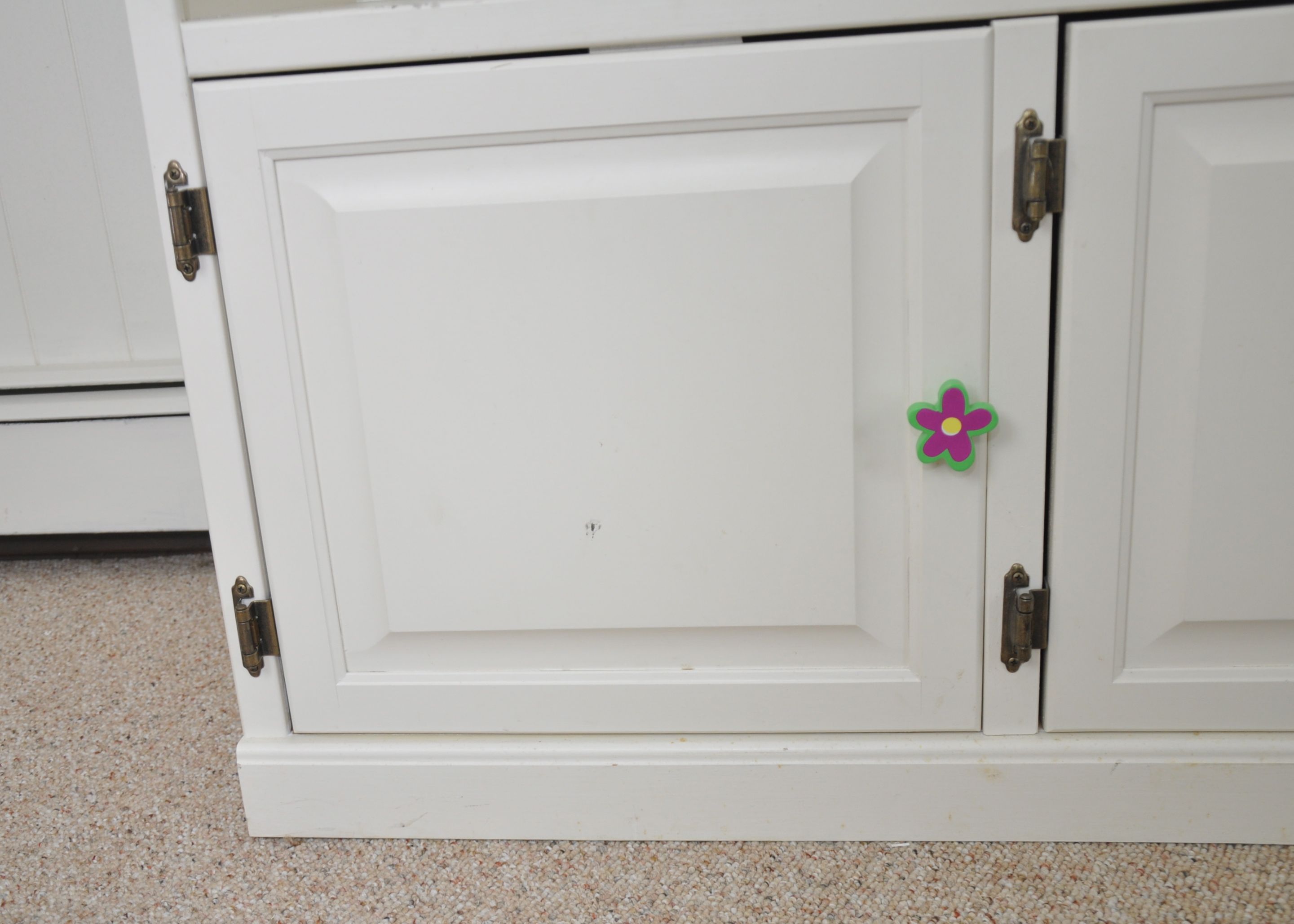 Vintage White Painted Wood Entertainment Center