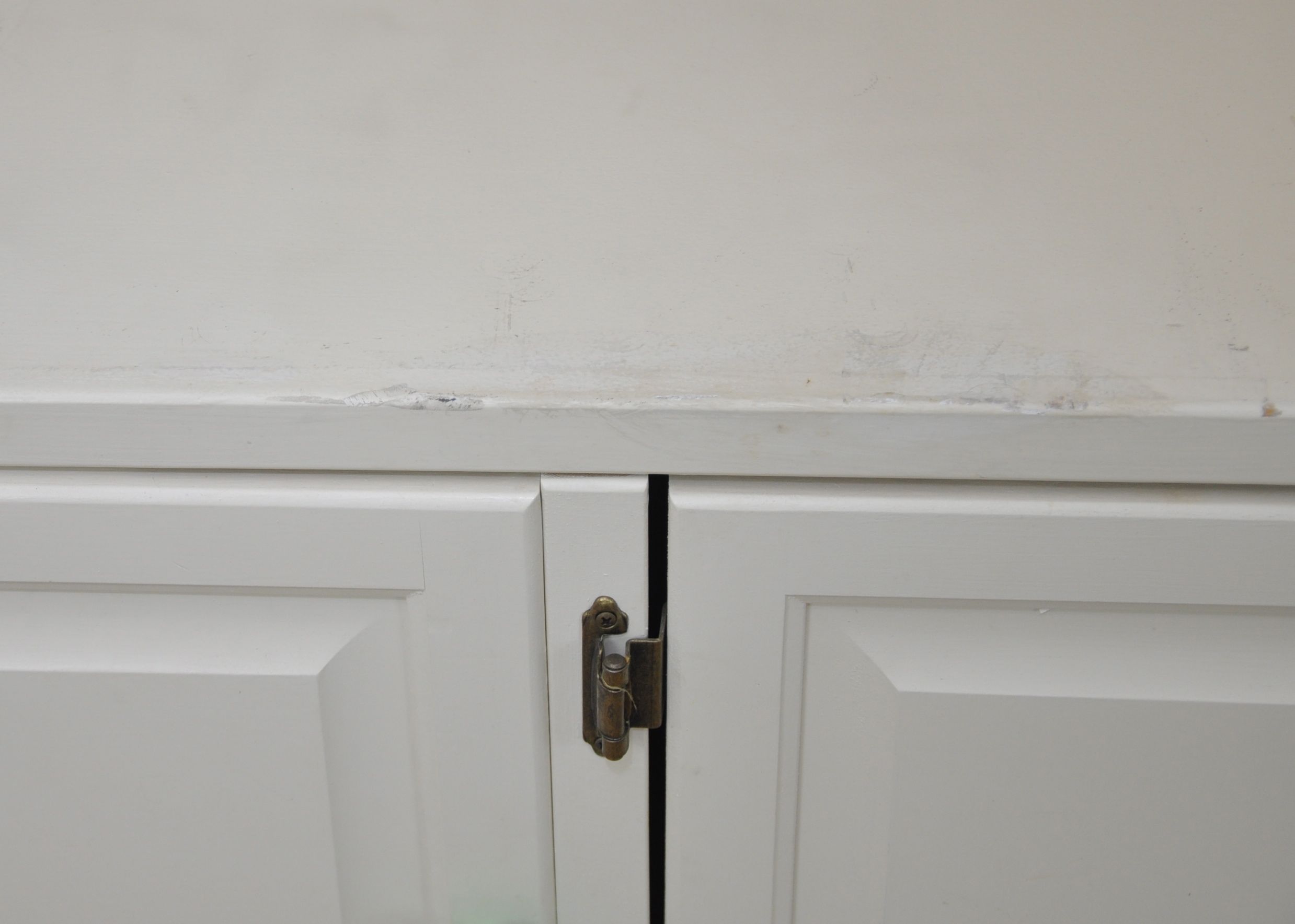 Vintage White Painted Wood Entertainment Center