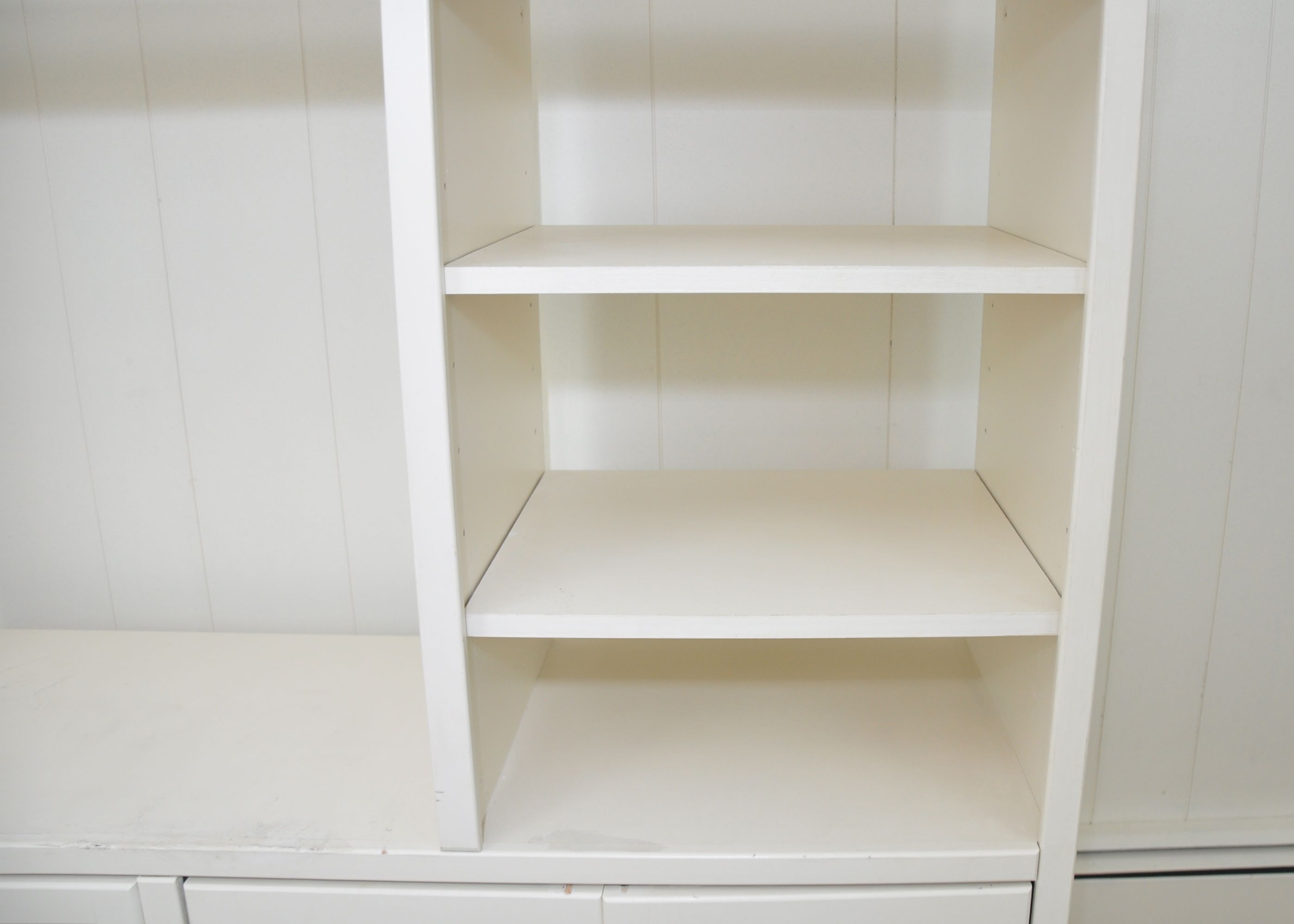 Vintage White Painted Wood Entertainment Center