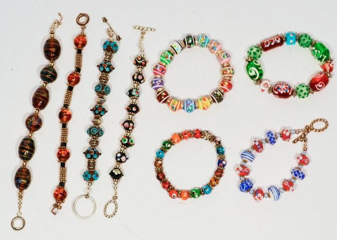 Blown Glass Bead Bracelets