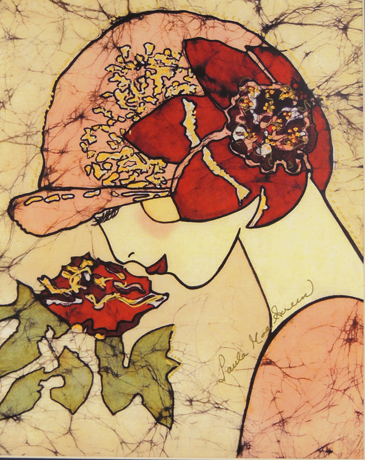 Paula Mae Green Art Deco Batik Giclee Print