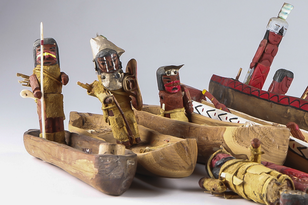 Modern Native American Inspired Warriors in Canoes