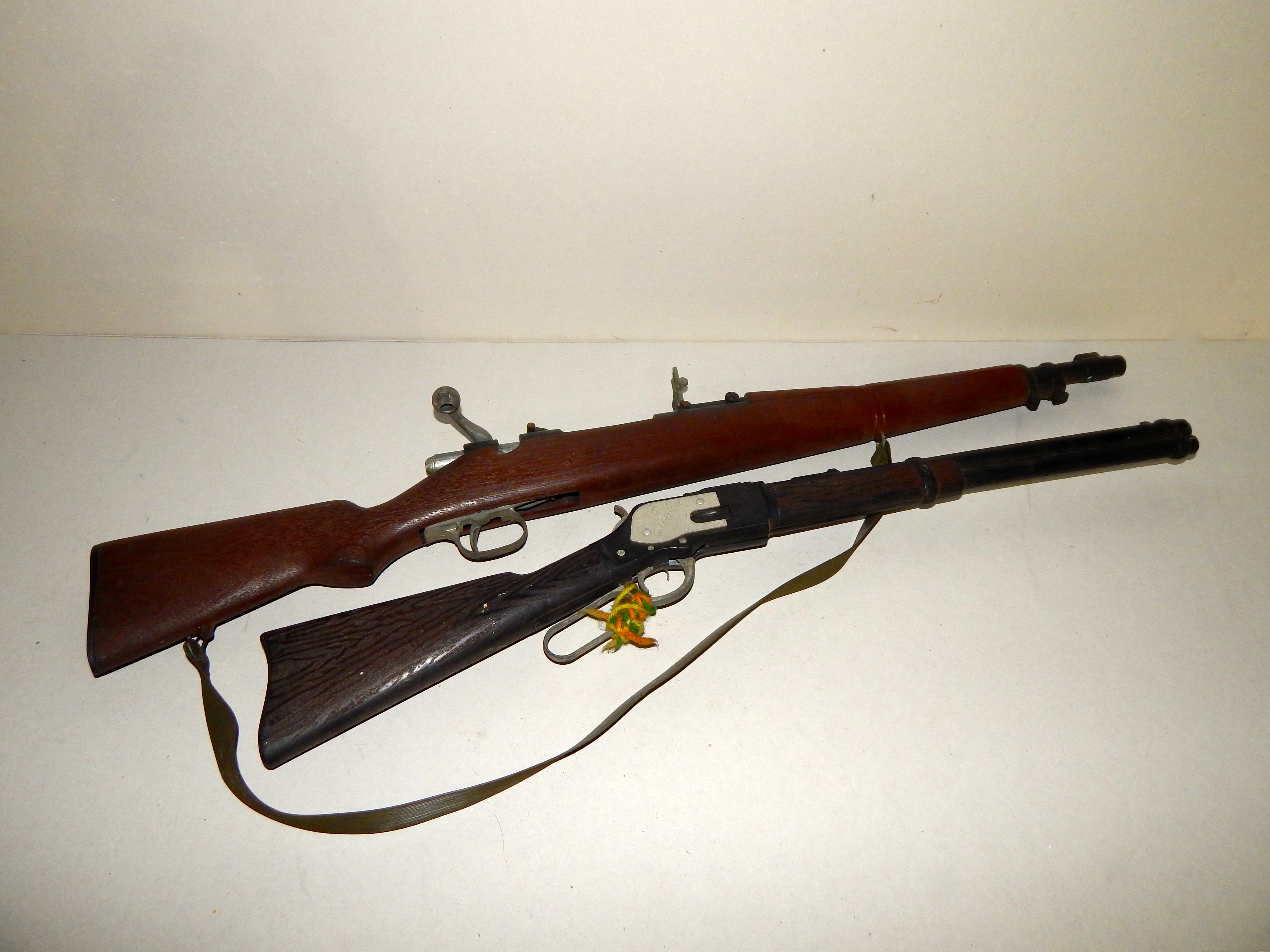 Vintage Halloween Tin Items and Two Vintage Toy Guns