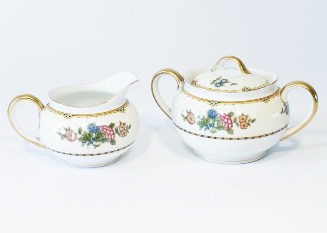 Vintage Noritake Hand-Painted Creamer and Sugar Pot