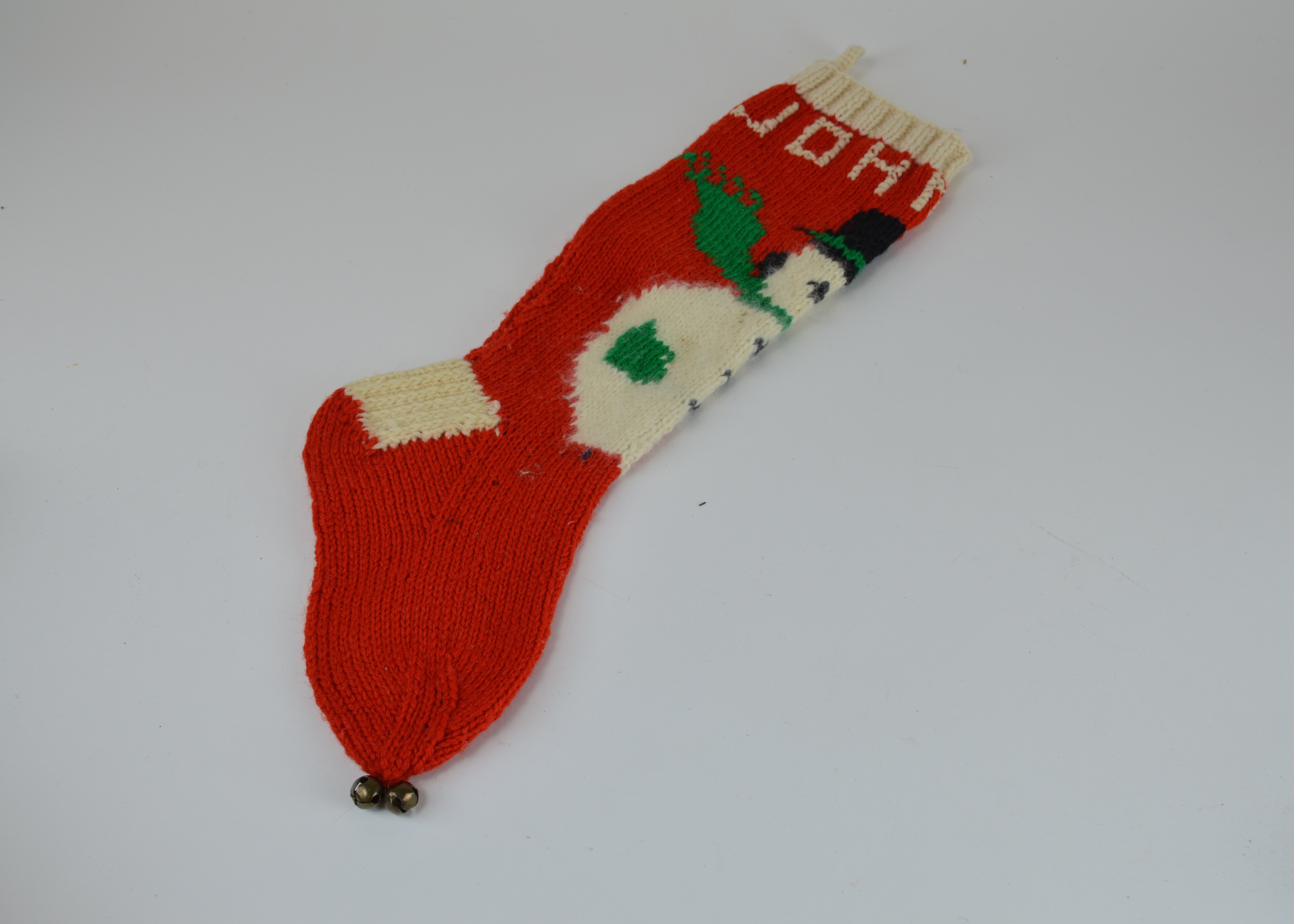 Puffy Velvet Santa and Two Knitted Stockings