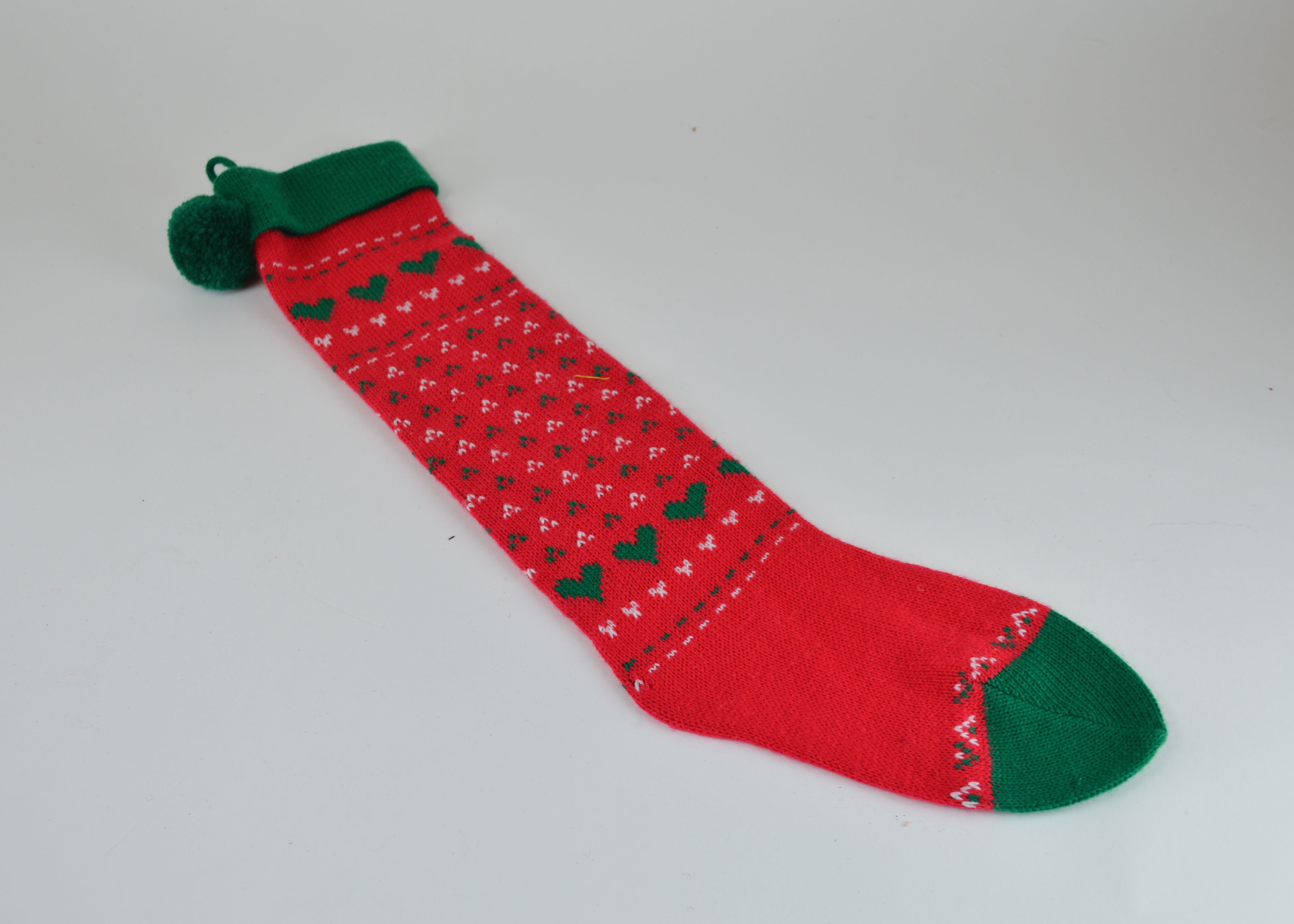 Puffy Velvet Santa and Two Knitted Stockings