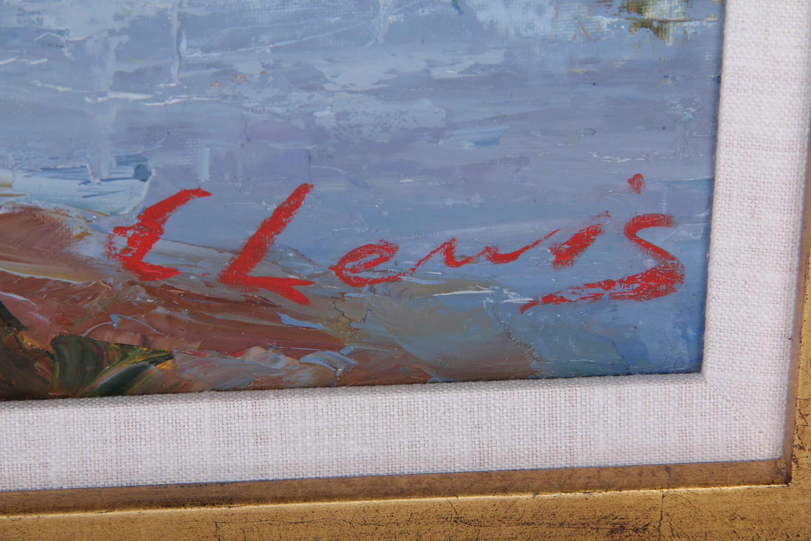 "Riverside," Oil Painting by C. Lewis