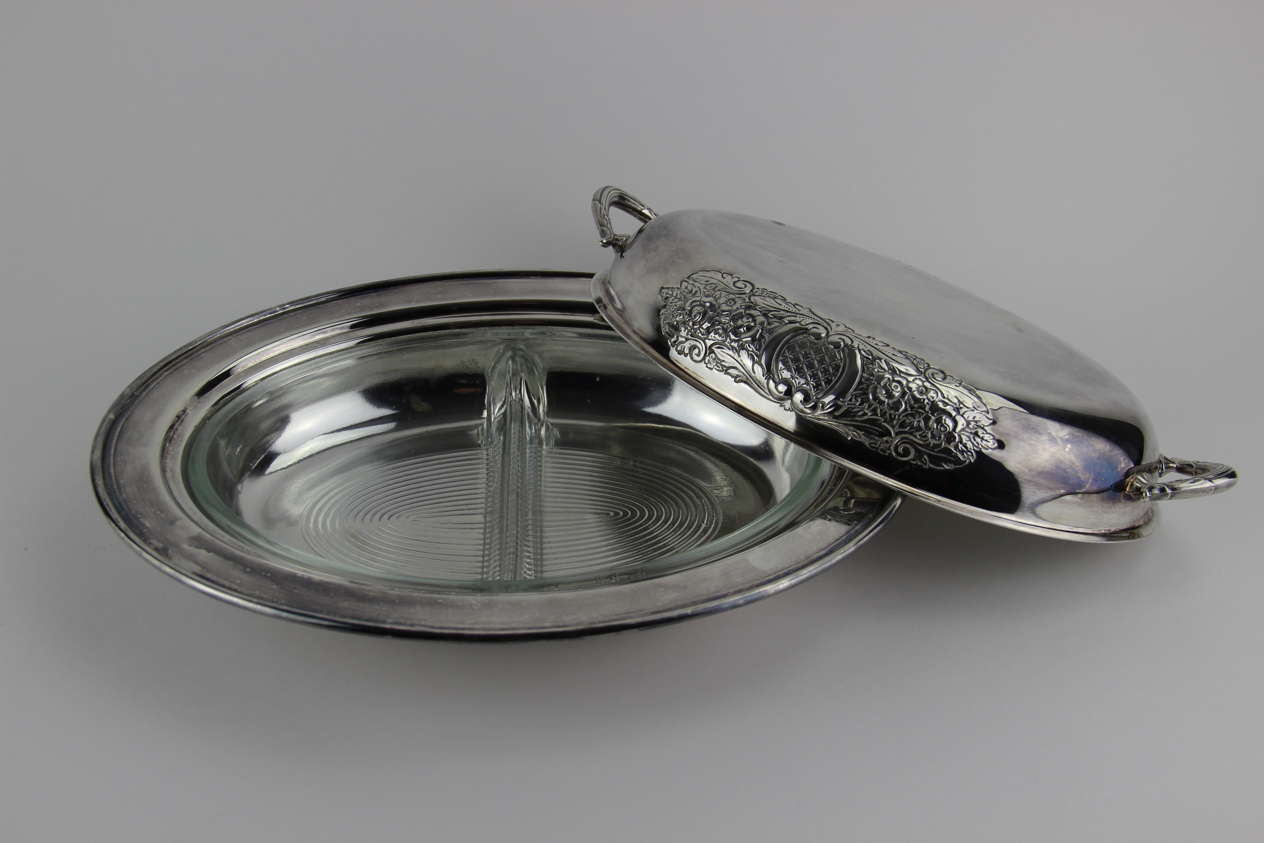 Silver Plate Ice Bucket, Pitcher and Divided Serving Dish