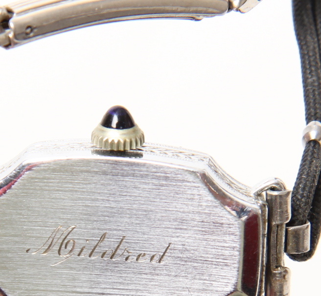 Circa 1924 Art Deco Bulova "Miss Liberty" Watch with Sapphires