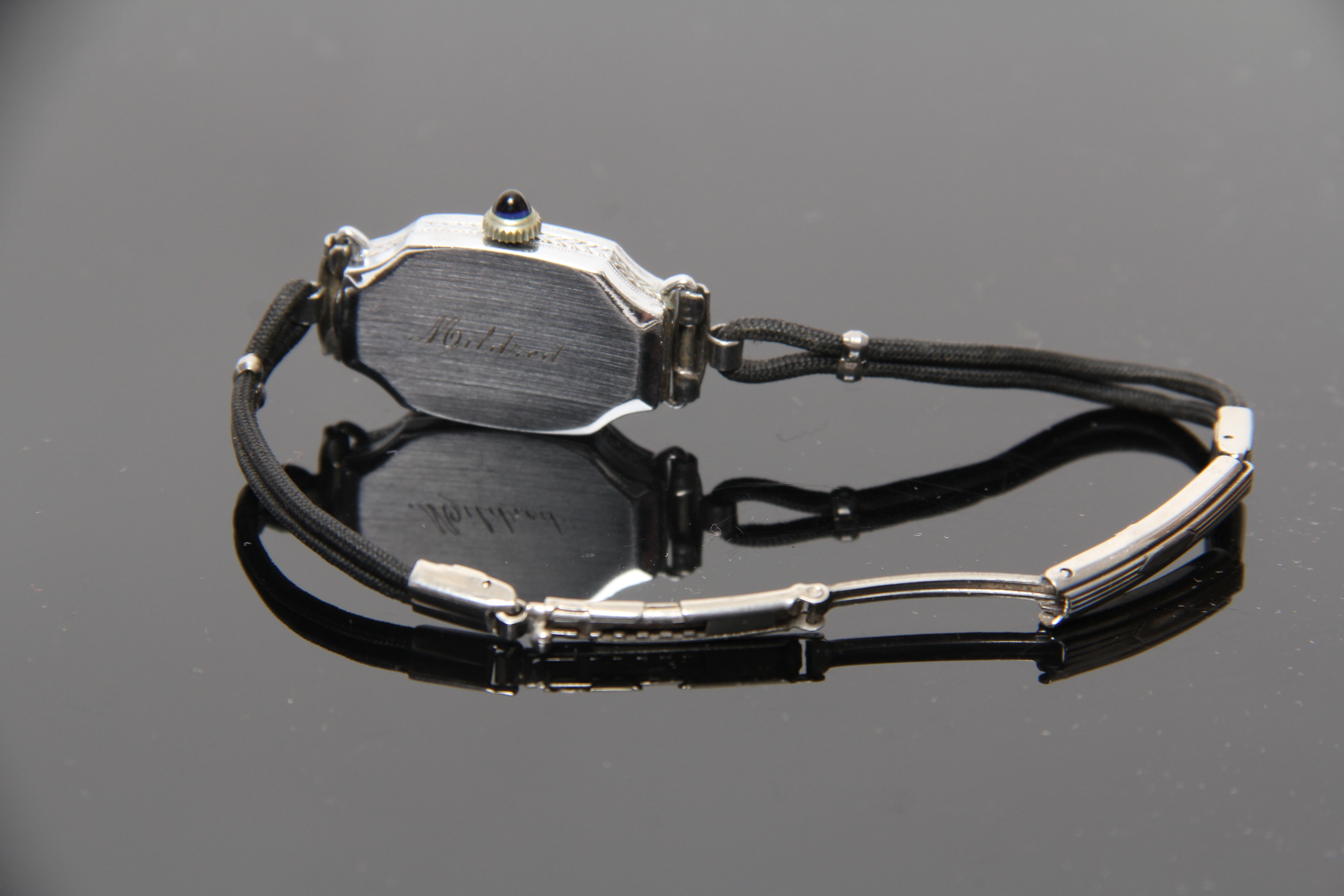 Circa 1924 Art Deco Bulova "Miss Liberty" Watch with Sapphires