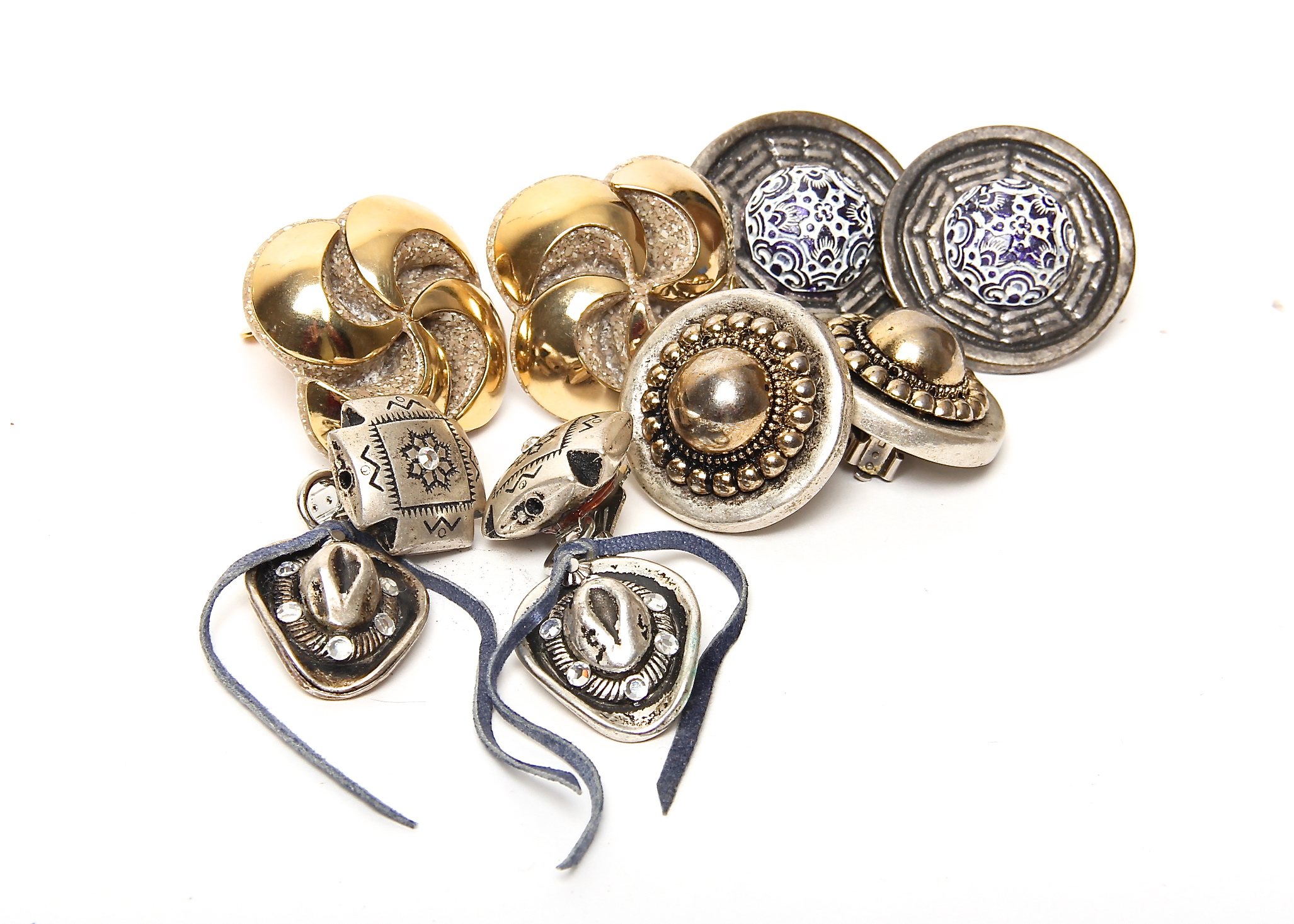 Four Pairs of Modern Clip-On Earrings