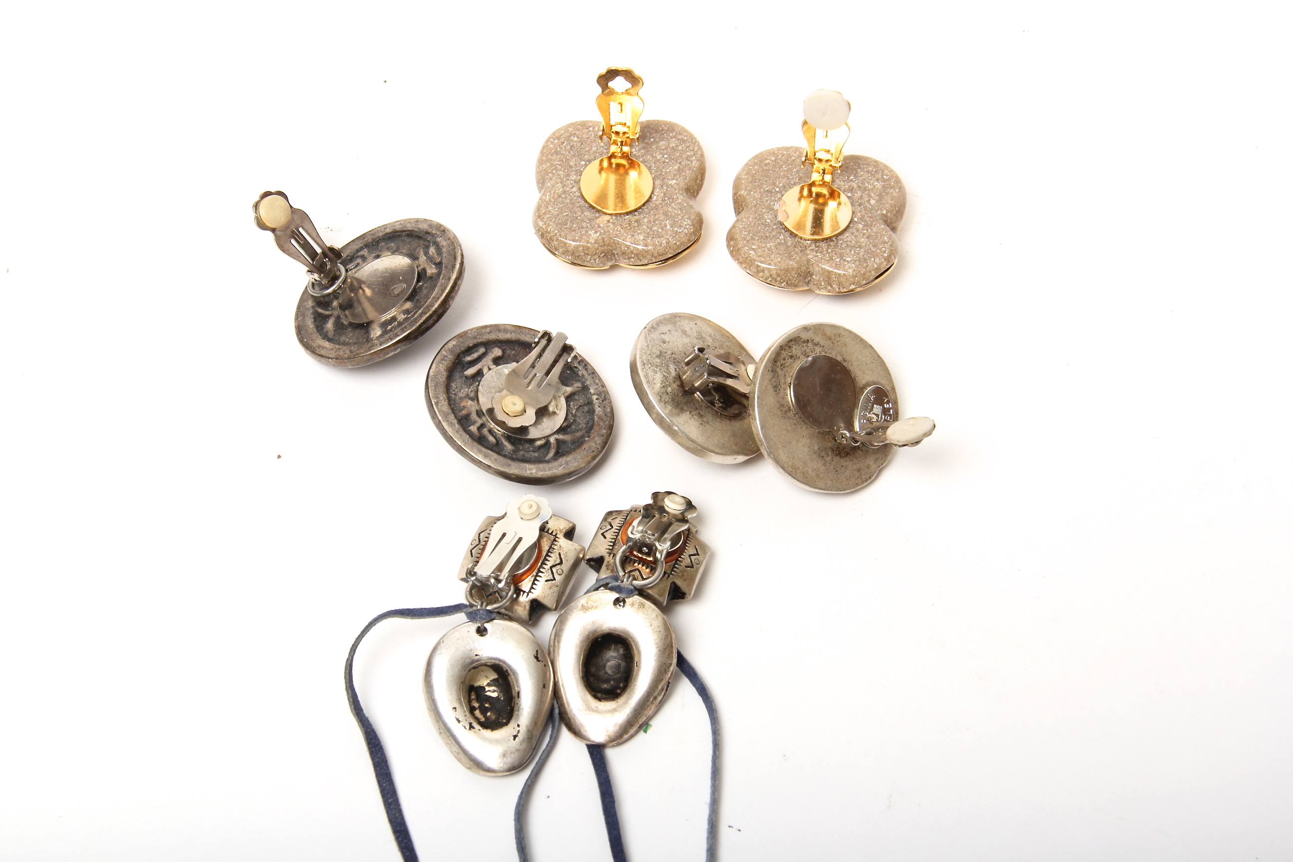 Four Pairs of Modern Clip-On Earrings
