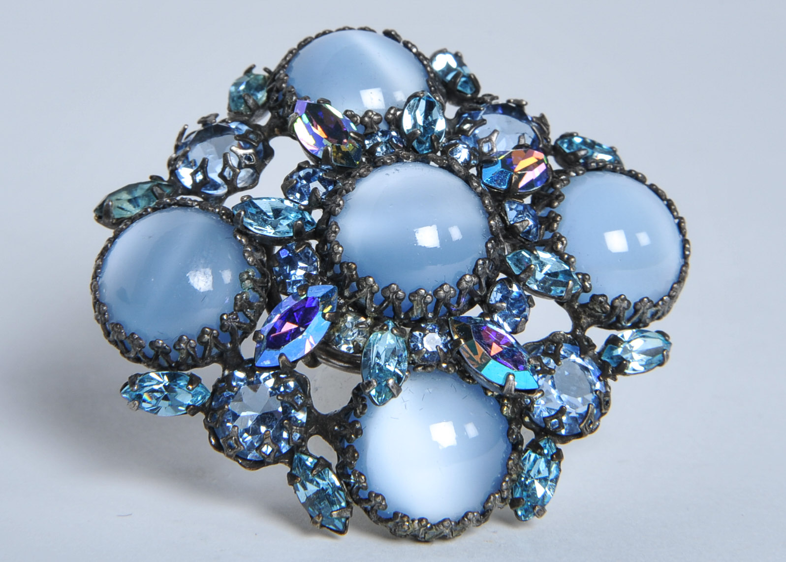 Vintage Schreiner Blue Opalescent Brooch from the Hearst Estate