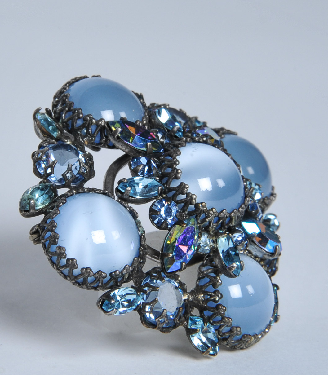 Vintage Schreiner Blue Opalescent Brooch from the Hearst Estate