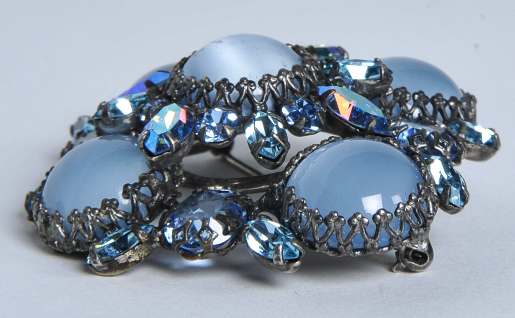 Vintage Schreiner Blue Opalescent Brooch from the Hearst Estate