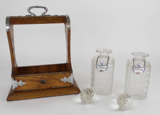 Tantalus Lockable Oak Liquor Cabinet Circa 1880