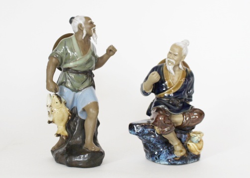 Two Shiwan Mud Men Figurines