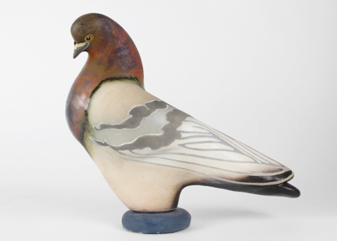 Glo Coalson Raku Pottery Pigeon 164/250