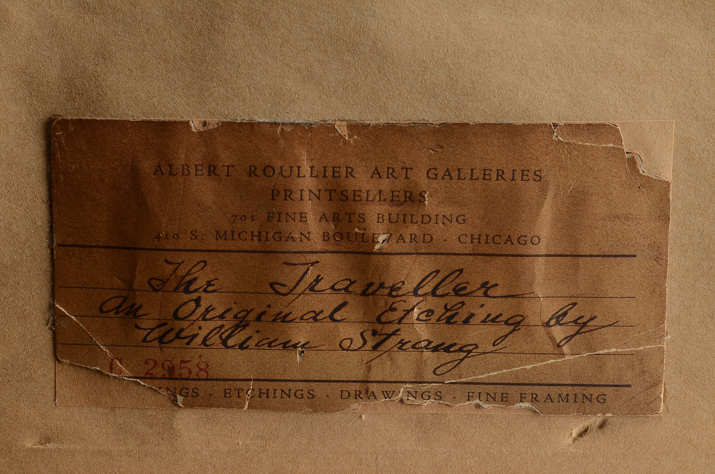 Signed 1882 Etching by William Strang "The Traveller"