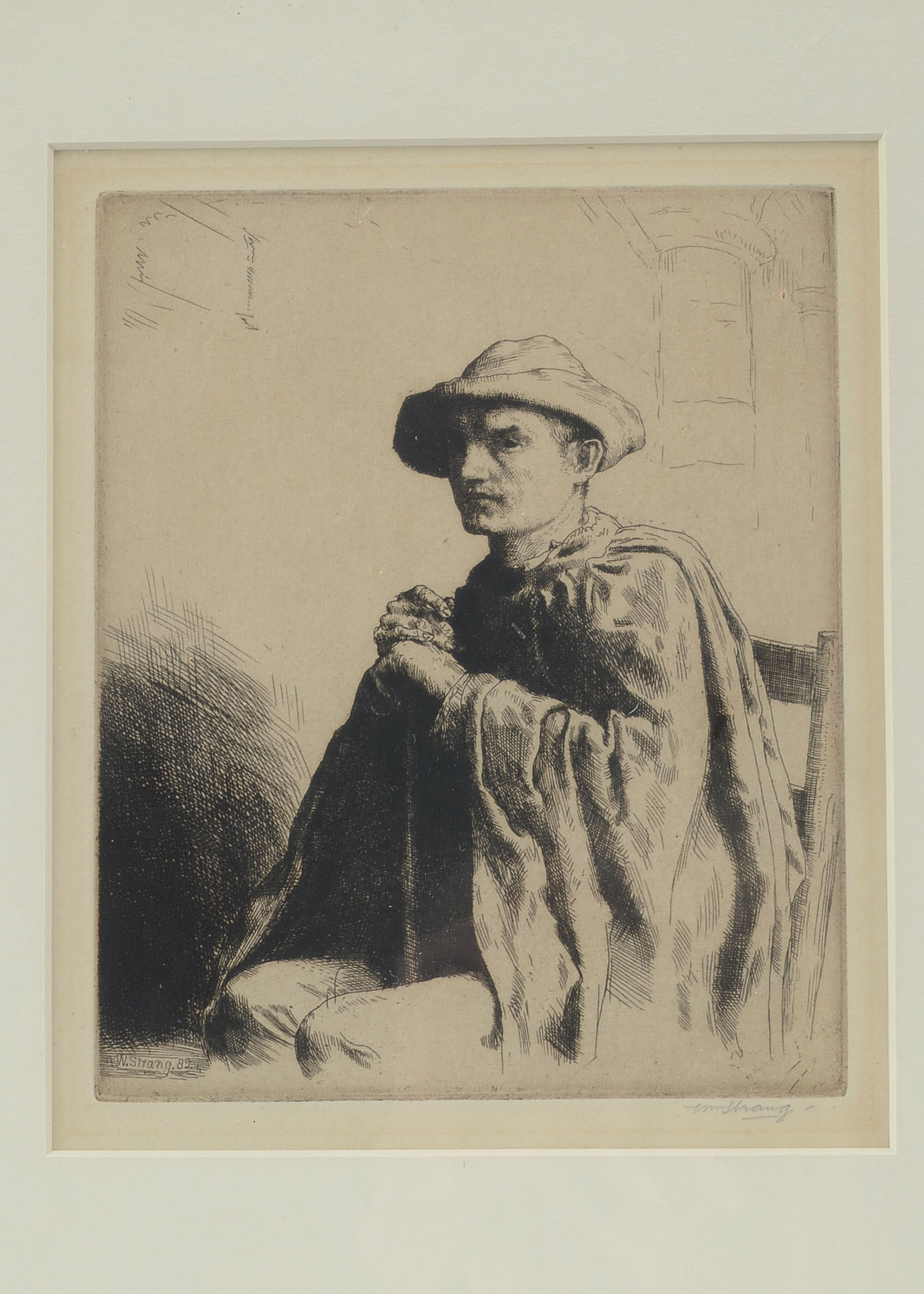 Signed 1882 Etching by William Strang "The Traveller"