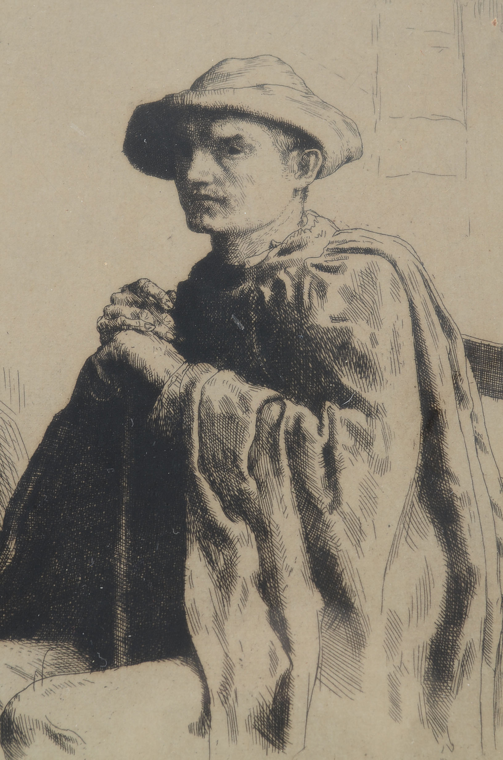 Signed 1882 Etching by William Strang "The Traveller"