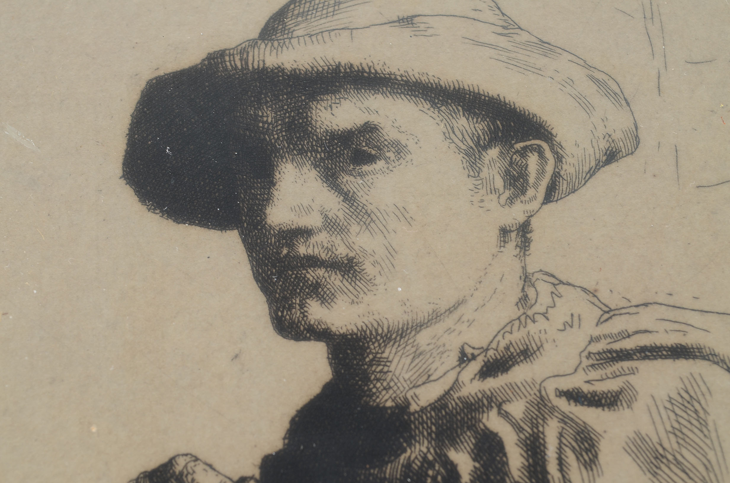 Signed 1882 Etching by William Strang "The Traveller"