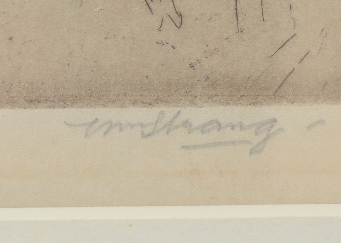 Signed 1882 Etching by William Strang "The Traveller"