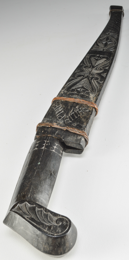 Filipino Bolo Knife with Carved Wood Sheath