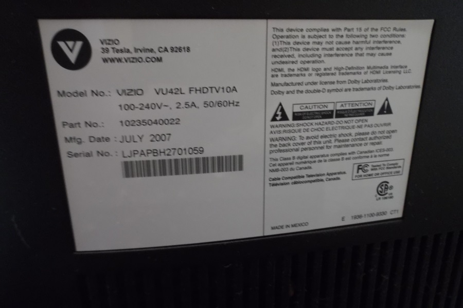 Vizio 1080 Progressive Flat Screen Television