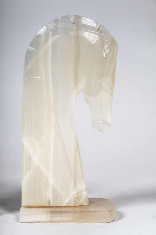 Pair of Vintage Carved Quartz Horse Head Bookends