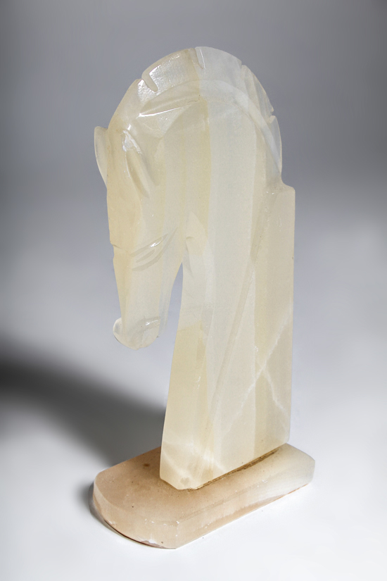 Pair of Vintage Carved Quartz Horse Head Bookends