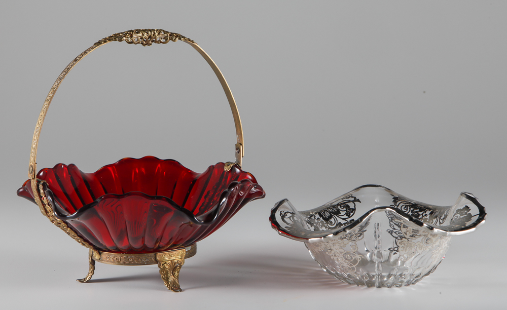 Colorful Glass Serving Ware and Copper Kettle