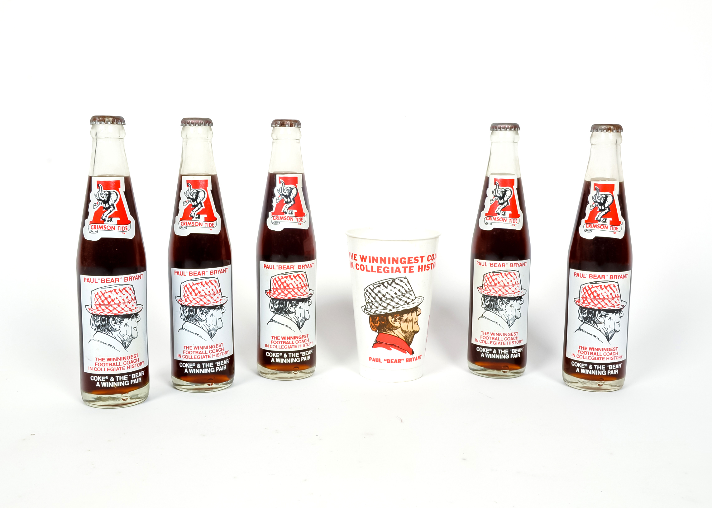 Paul "Bear" Bryant Commemorative Coke Bottle Set