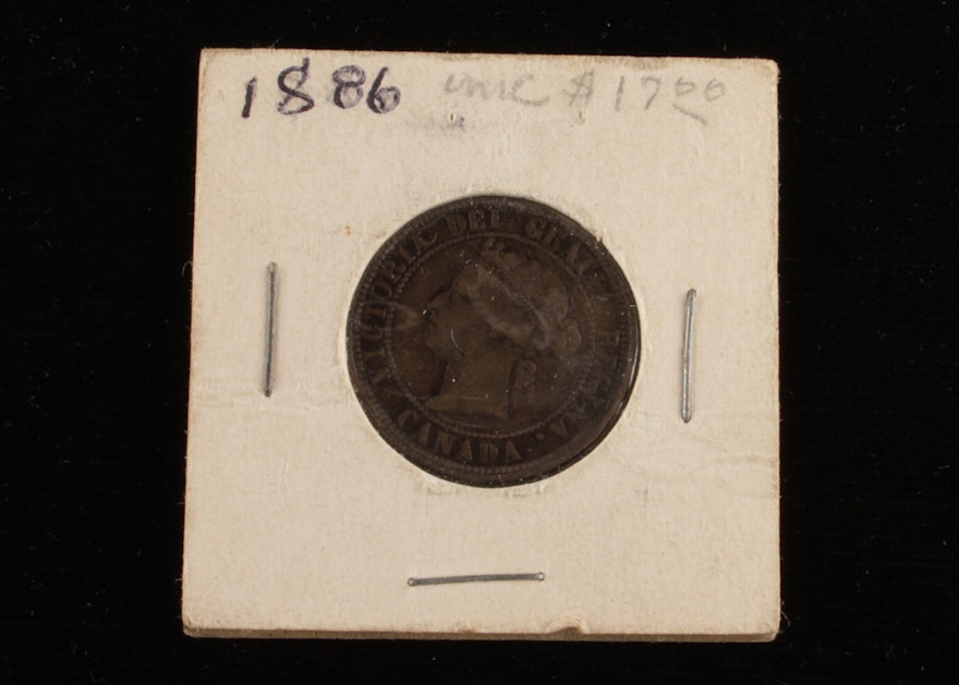 An 1886 Canadian Copper One Cent Coin