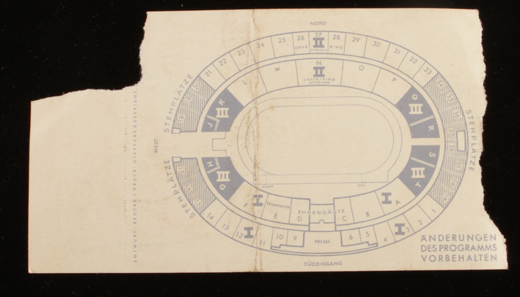 1936 Olympic Games Baseball Game Ticket