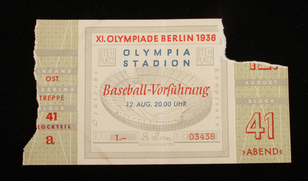 1936 Olympic Games Baseball Game Ticket