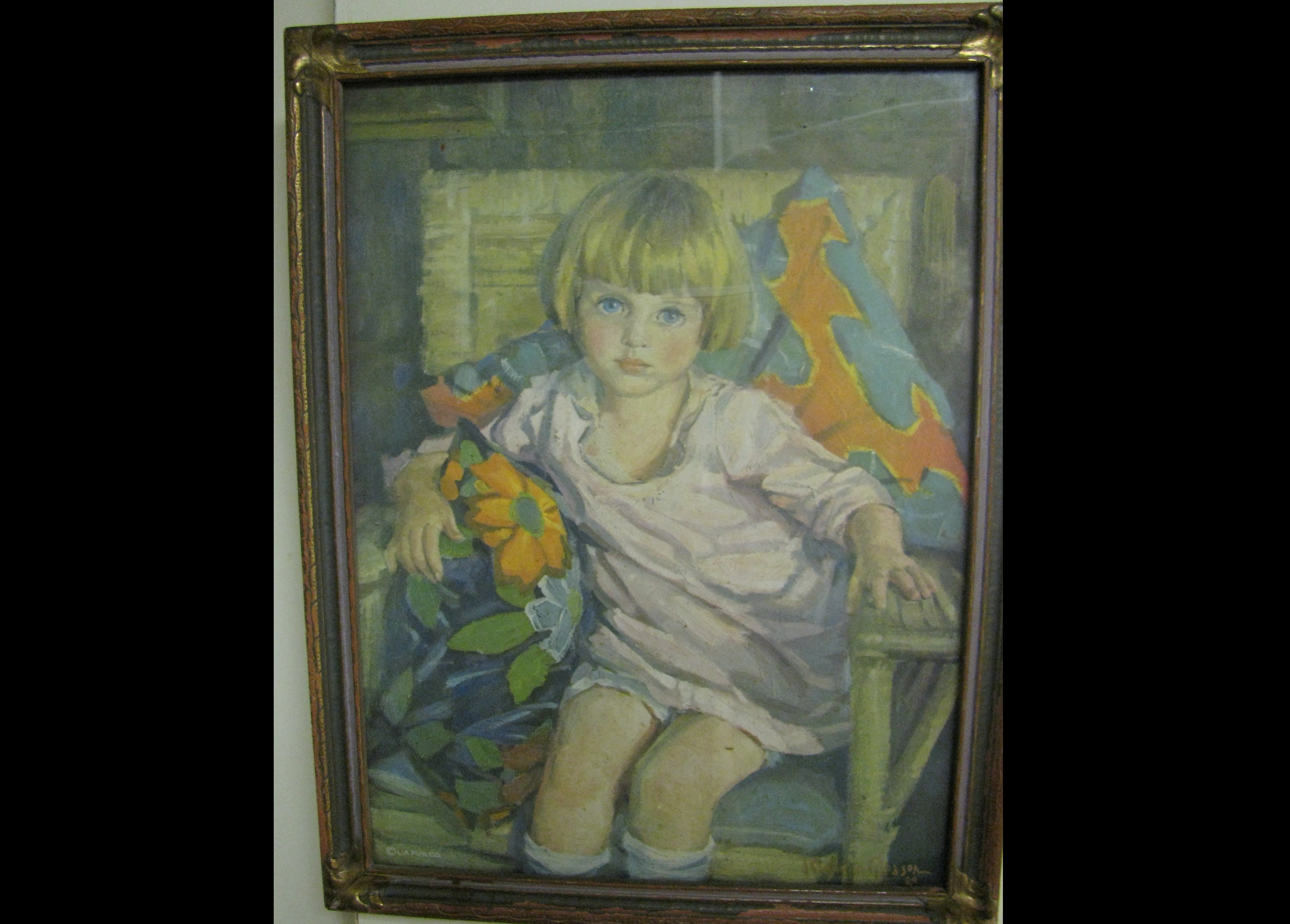 Framed Joe Duncan Gleason Portrait of a Young Girl
