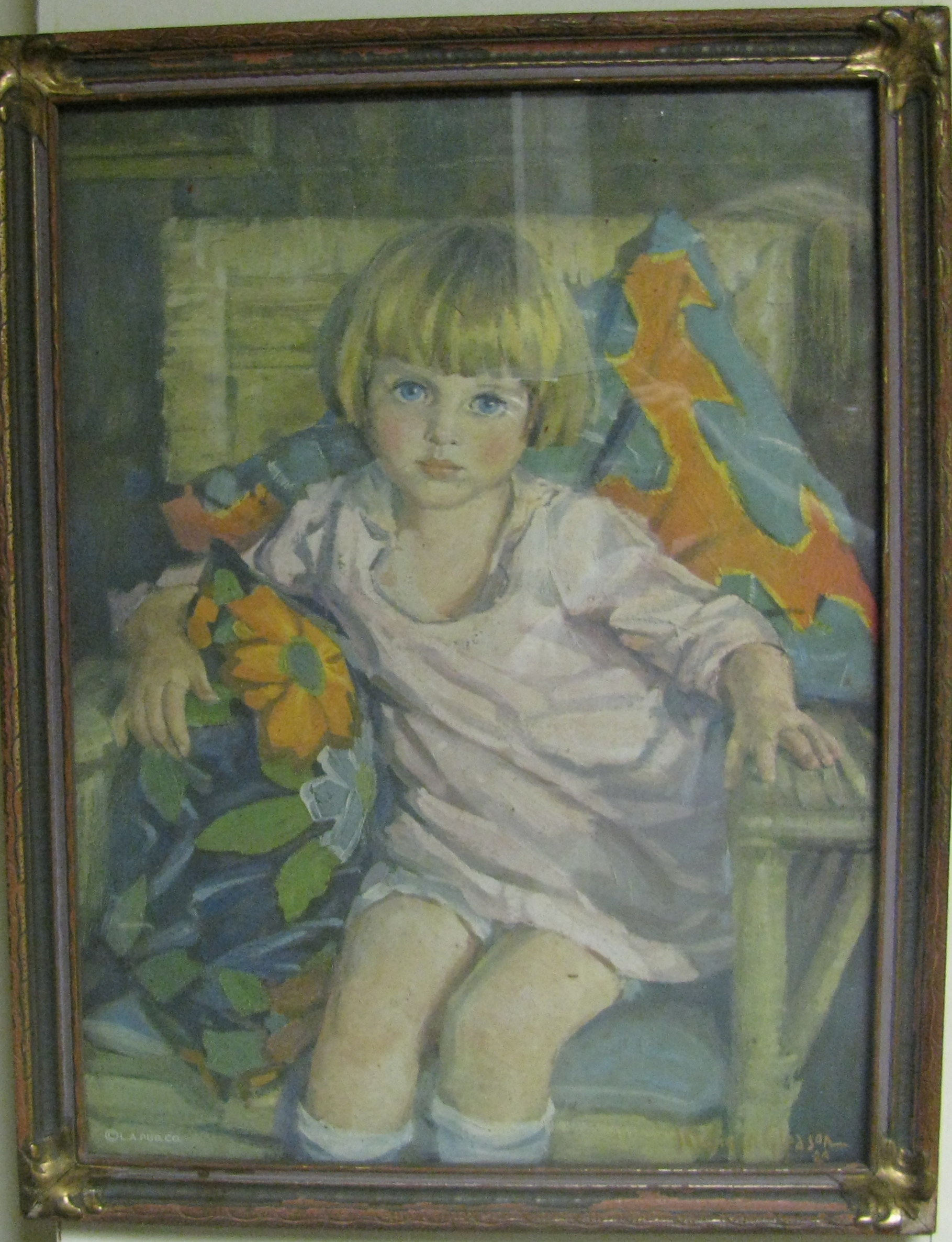 Framed Joe Duncan Gleason Portrait of a Young Girl
