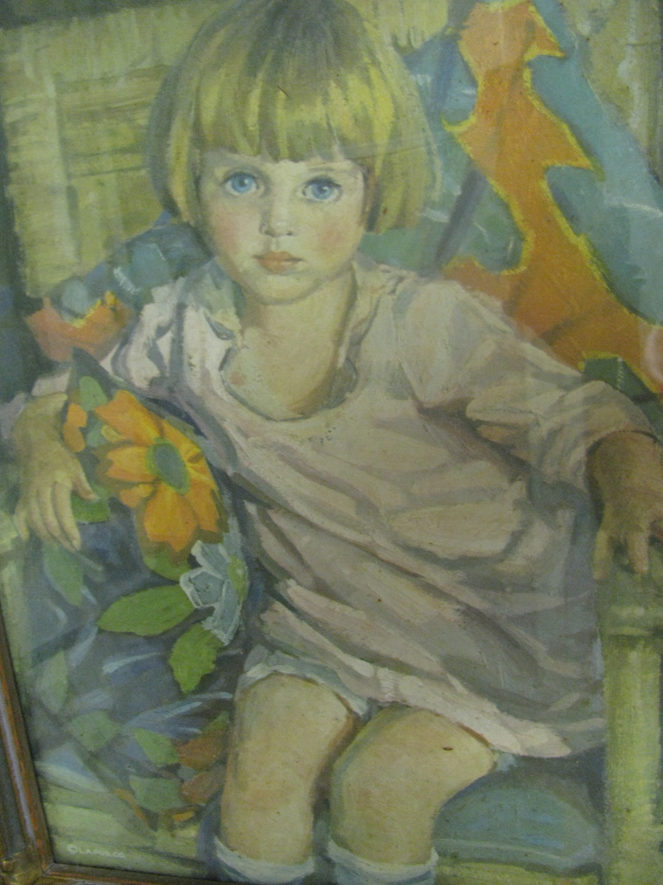 Framed Joe Duncan Gleason Portrait of a Young Girl