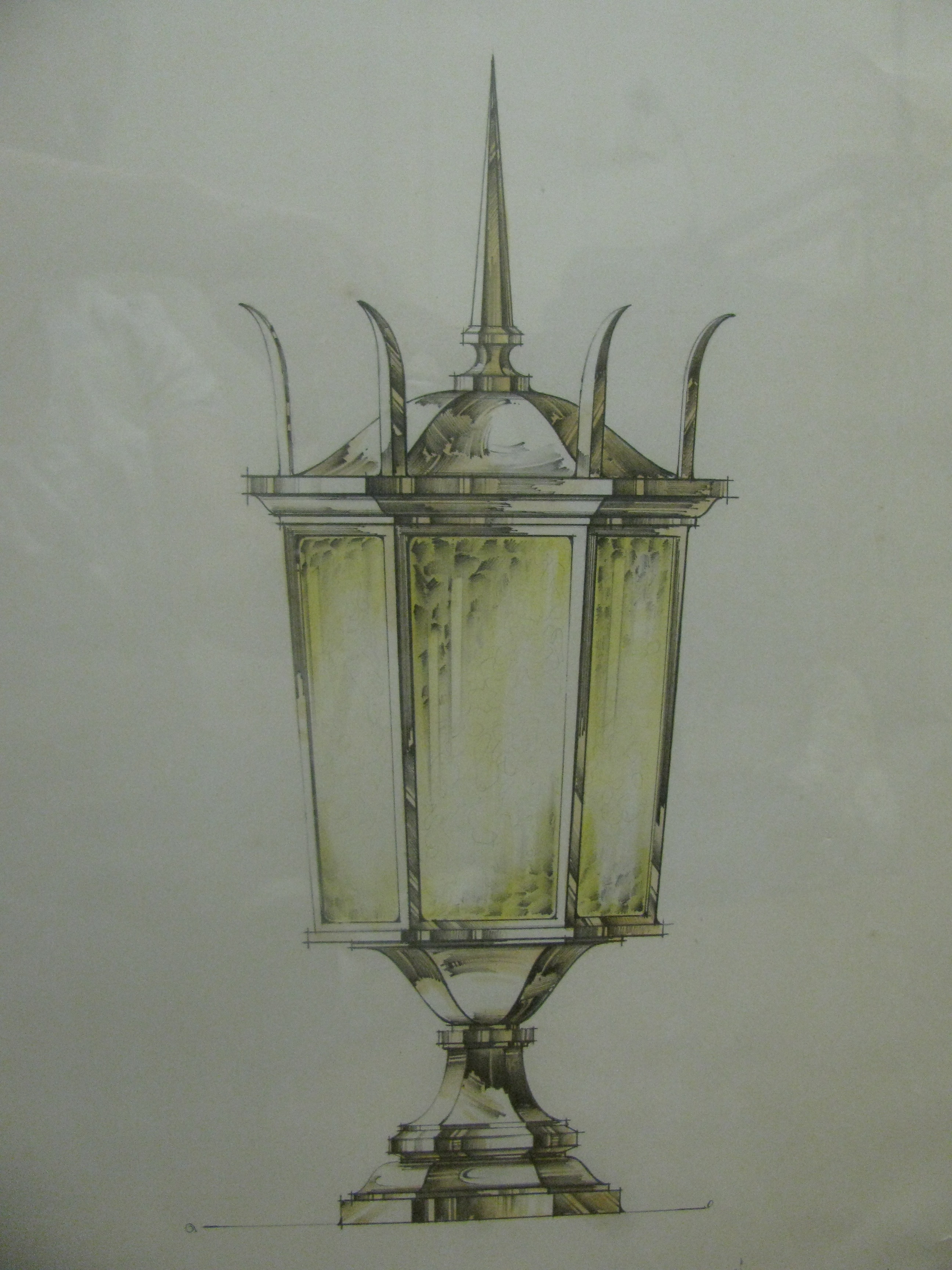 Pair of Framed Purdue University Lighting Sketches