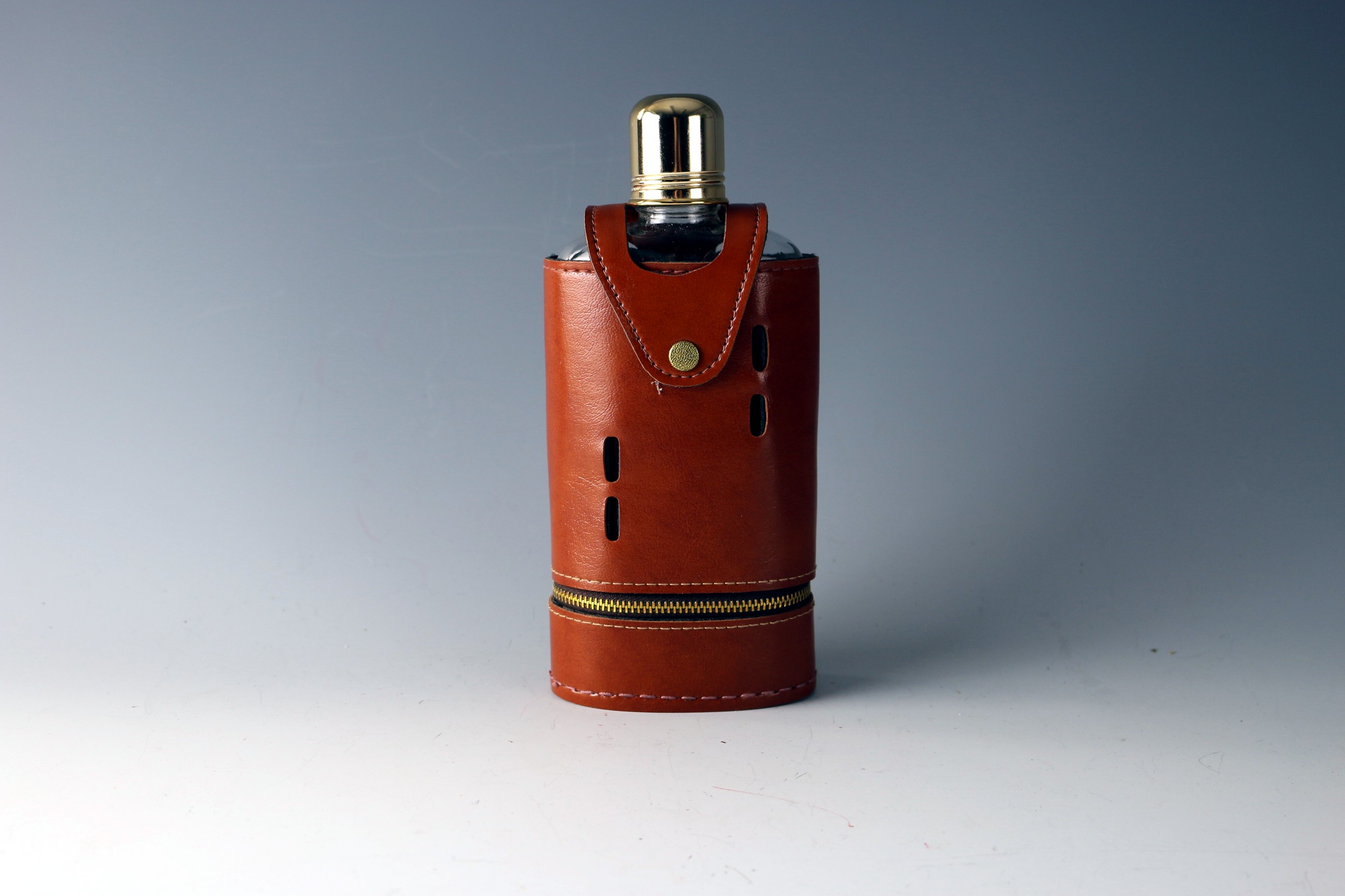 Classic Swank Glass Flask with Leather Cover
