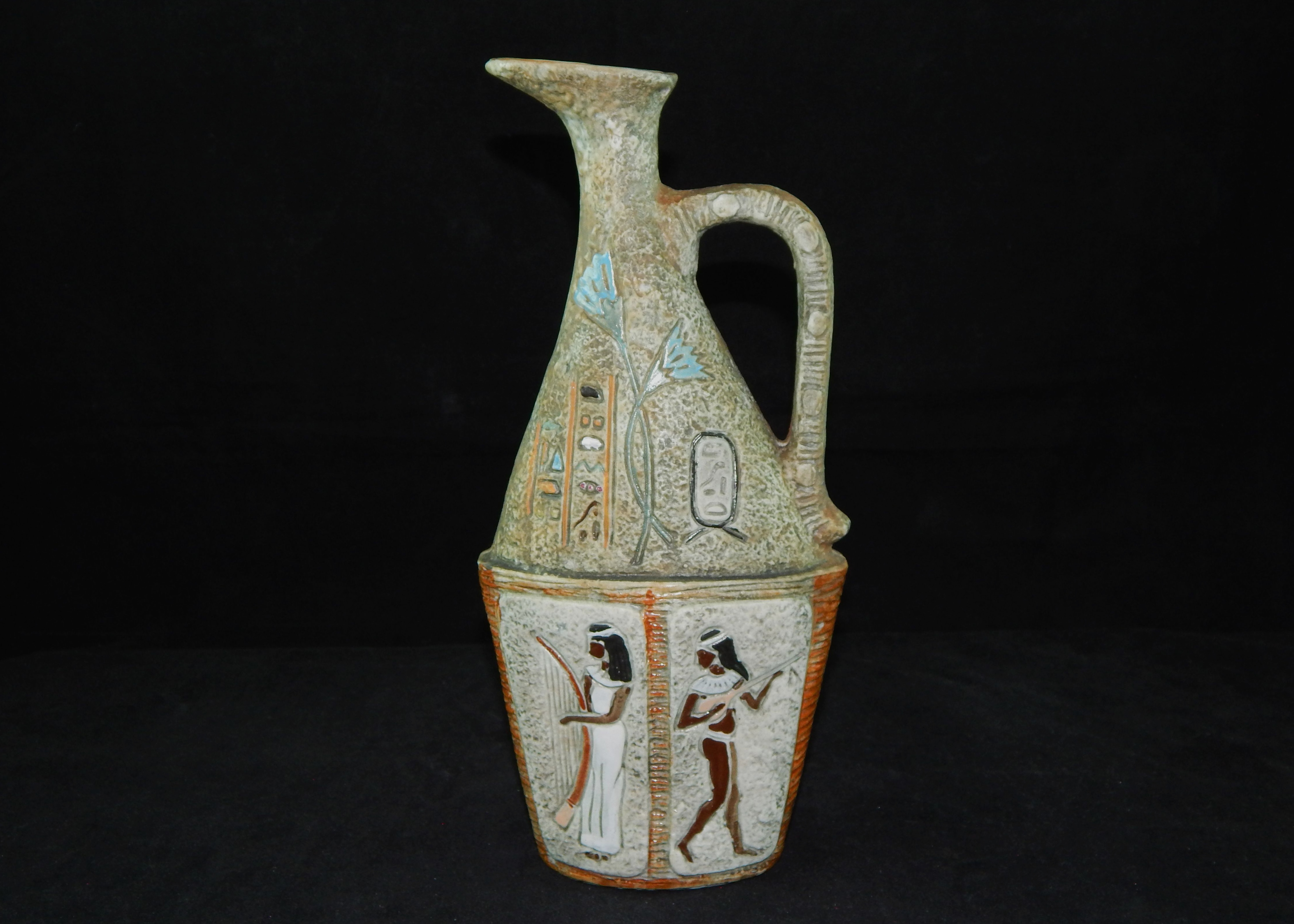 Bischoff Egyptian Musicians Pitcher & Ash Receiver Decanters