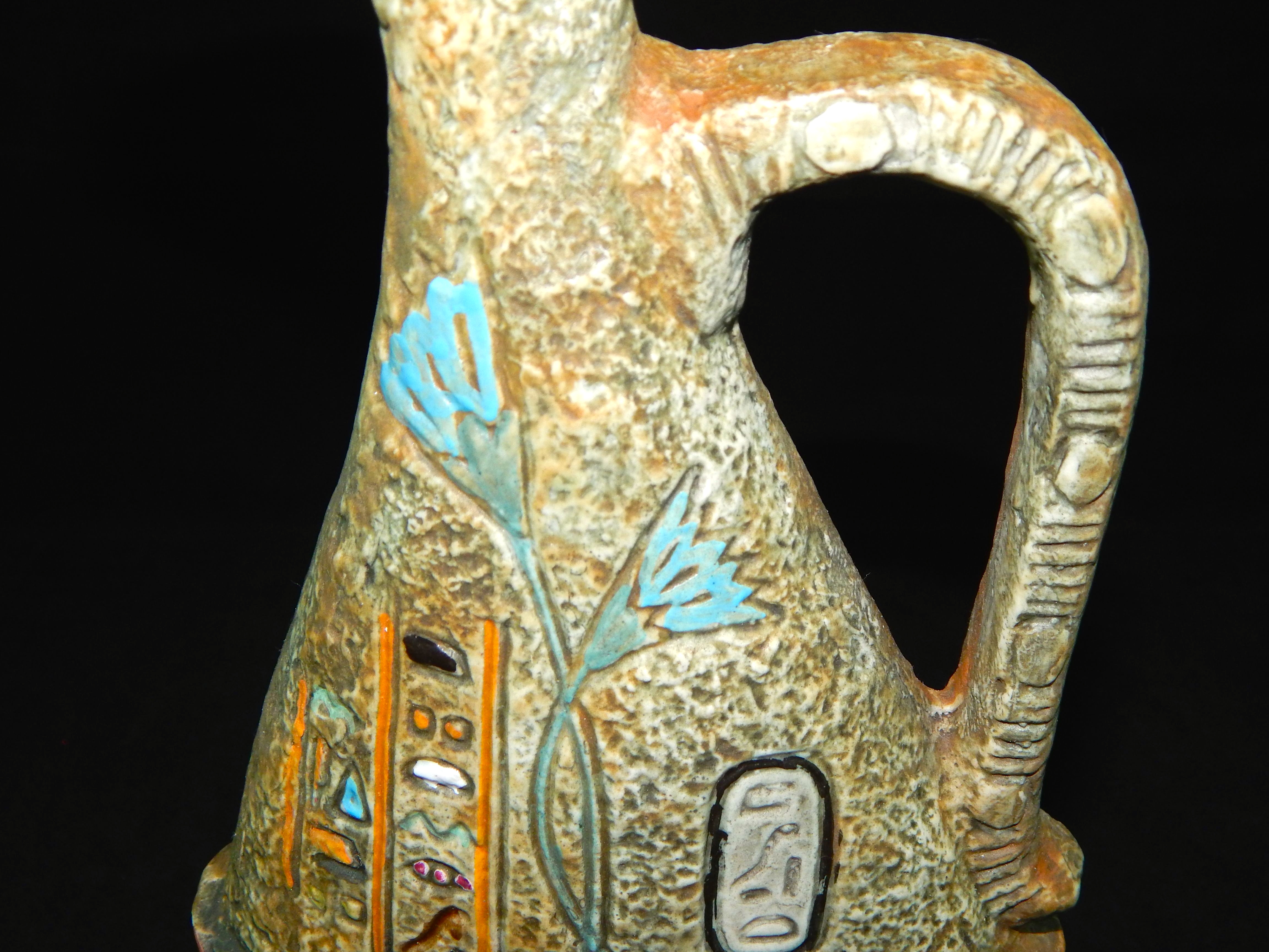 Bischoff Egyptian Musicians Pitcher & Ash Receiver Decanters