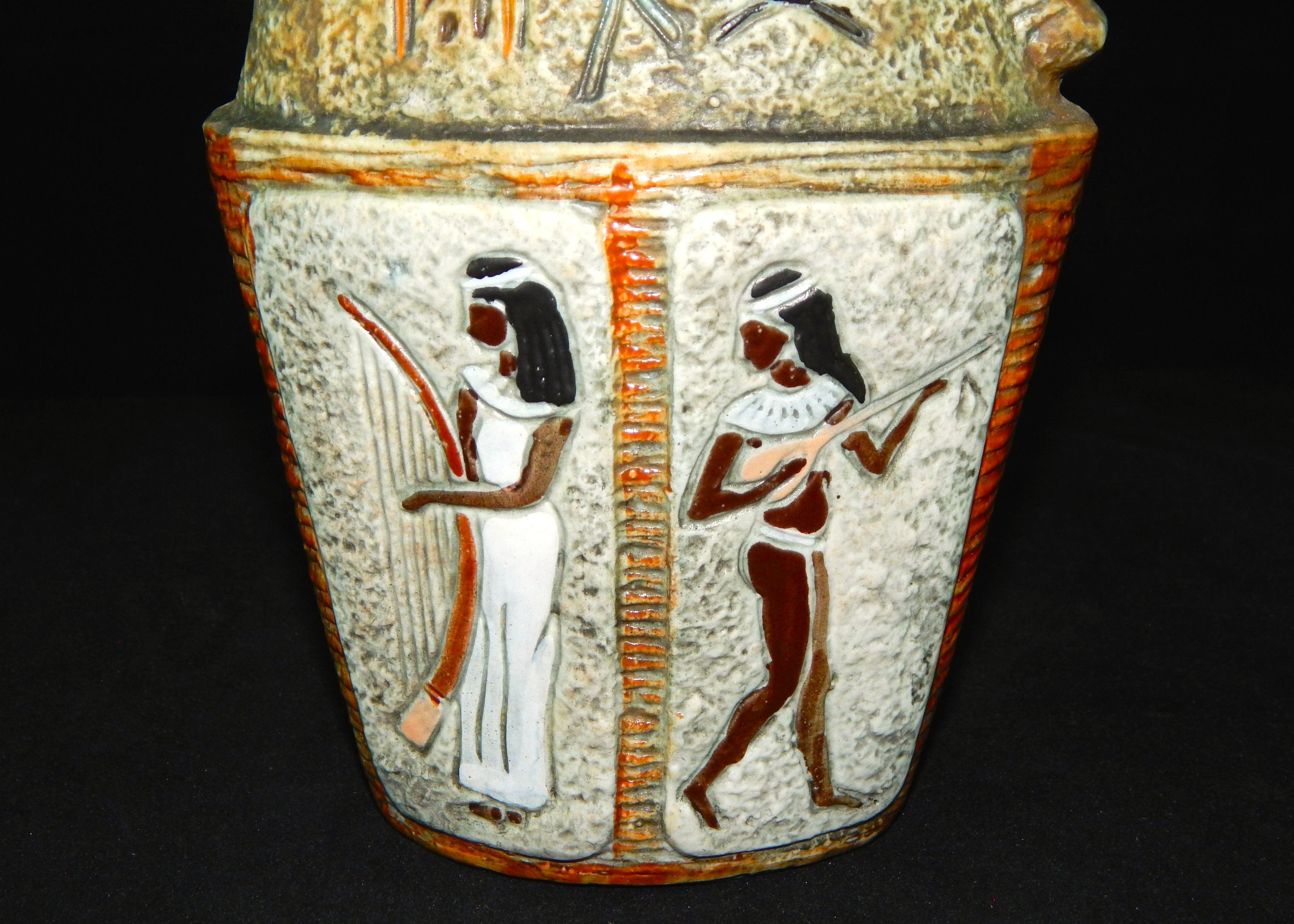 Bischoff Egyptian Musicians Pitcher & Ash Receiver Decanters