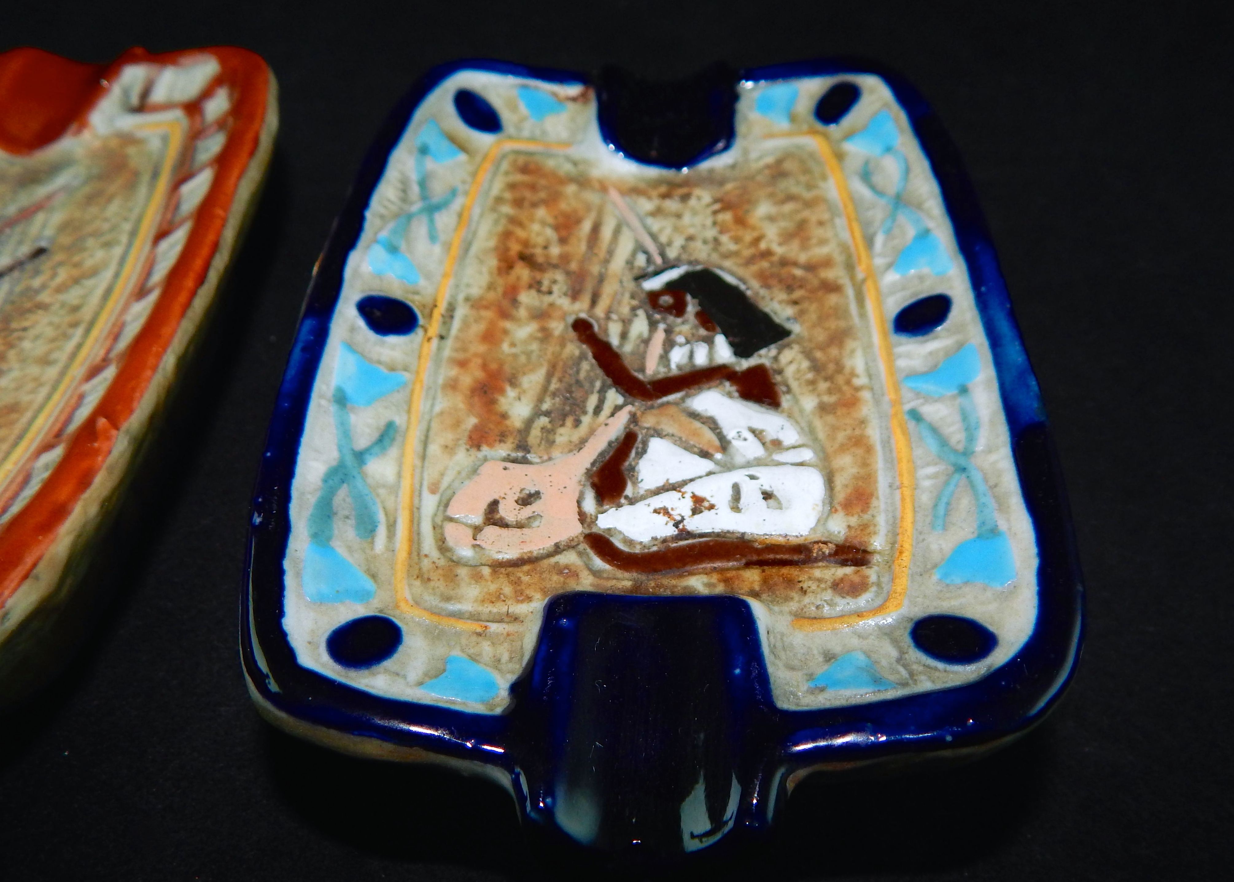 Bischoff Egyptian Musicians Pitcher & Ash Receiver Decanters