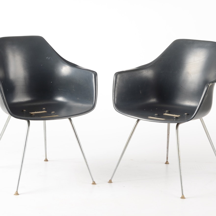 Pair of Mid-Century Fiberglass Shell Chairs