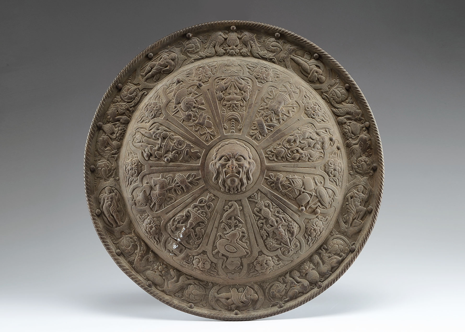 Ornate Cast Iron Renaissance Heraldic Parma Shield