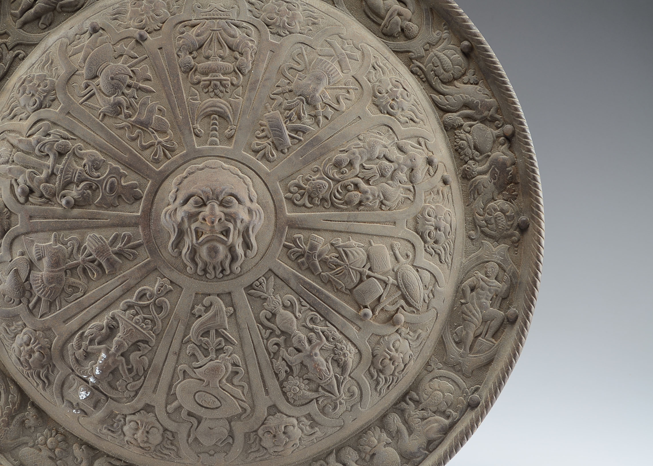 Ornate Cast Iron Renaissance Heraldic Parma Shield