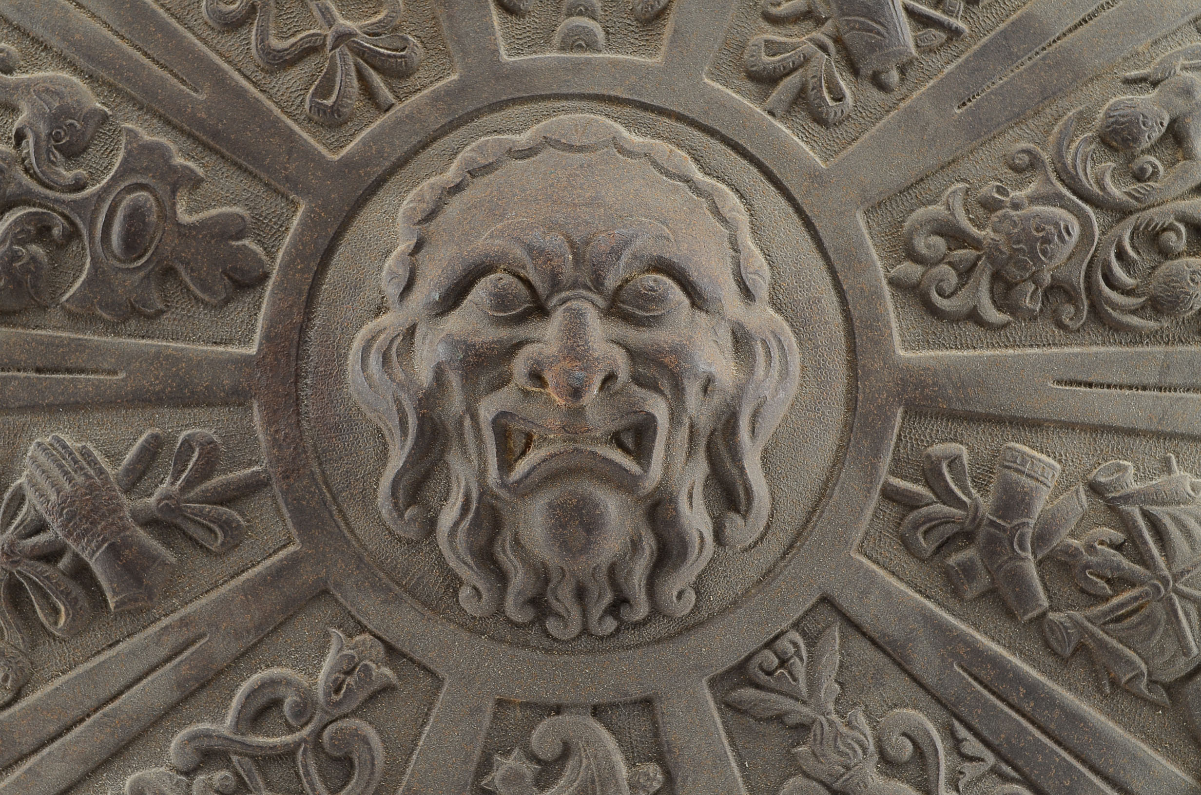 Ornate Cast Iron Renaissance Heraldic Parma Shield